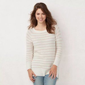 LC Lauren Conrad Striped Tunic Pink White sweater